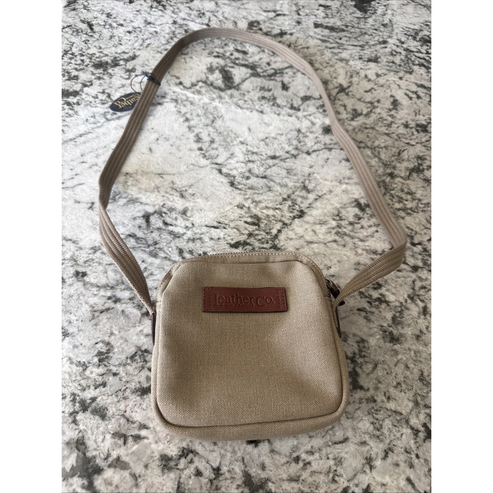 Liz Claiborne 100% Cotton with Leather Trim Belt Like Strap Crossbody Bag/clean